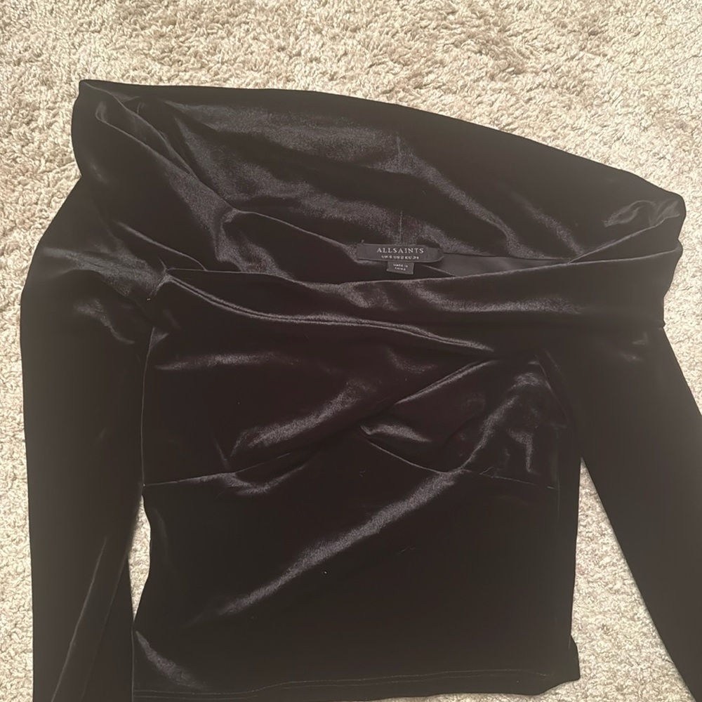 All saints off the shoulder velvet top